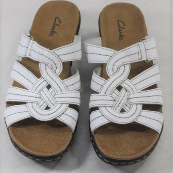 clarks white leather sandals